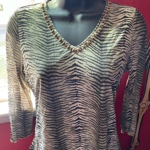 Vintage Liz Claiborne Animal Print Sheer Top